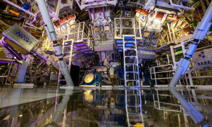 NIF’s target chamber, where a powerful laser is used to start nuclear fusion reactions. Photo by Jason Laurea/Lawrence Livermore National Laboratory (LLNL), CC BY-NC-SA