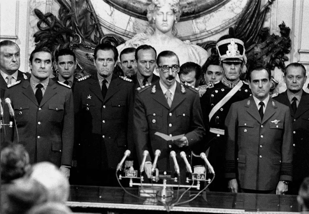 Dictator Jorge Rafael Videla sworn in as president at the Casa Rosada on March 29, 1976.