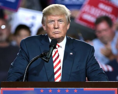 Donald Trump speaking to supporters at a campaign rally at the Prescott Valley Event Center in Prescott Valley, Arizona, on October 4, 2016. Photo by Gage Skidmore.