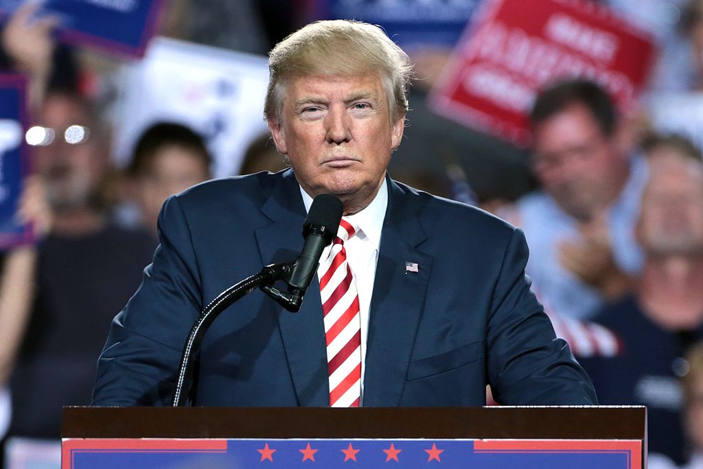 Donald Trump speaking to supporters at a campaign rally at the Prescott Valley Event Center in Prescott Valley, Arizona, on October 4, 2016. Photo by Gage Skidmore.