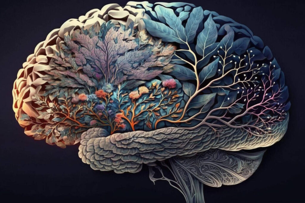 A colorful image of a human brain representing cognition on living systems