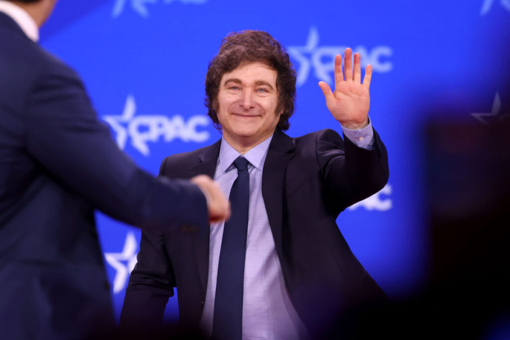 President of Argentina Javier Milei speaking at the 2025 Conservative Political Action Conference (CPAC) at the Gaylord National Resort & Convention Center in National Harbor, Maryland.