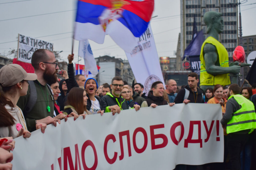 Students and professors in massive demonstration on March 15, 2025 in Belgrade, Serbia. Photo: Arocha.