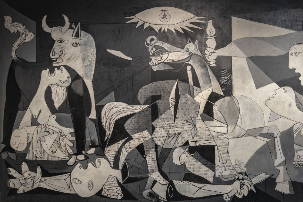 Reproduction of Guernica on a tiled wall, Guernica, Spain (PPL3-Altered)
