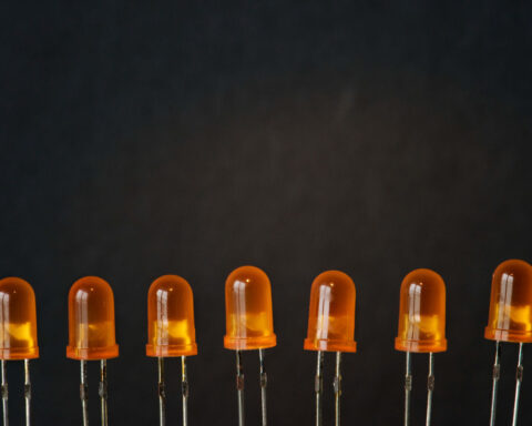 Closeup of light emitting diode