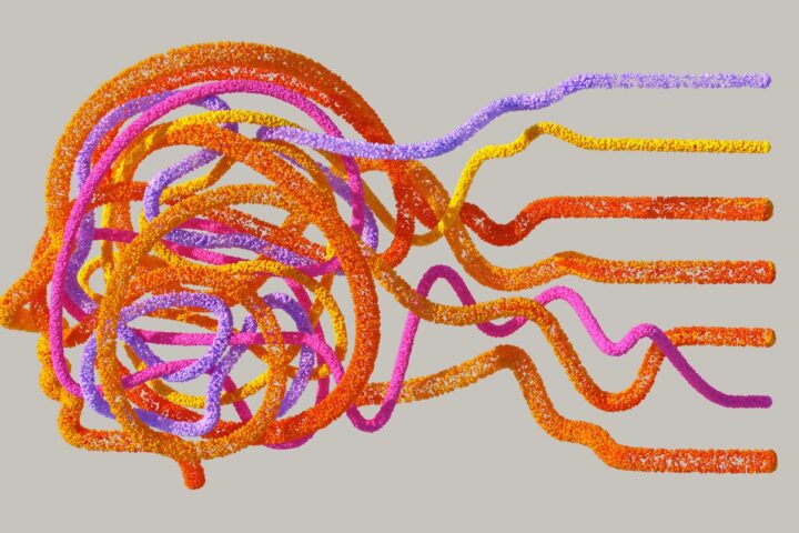An artist’s illustration of artificial intelligence (AI). This image depicts how AI can help humans to understand the complexity of biology