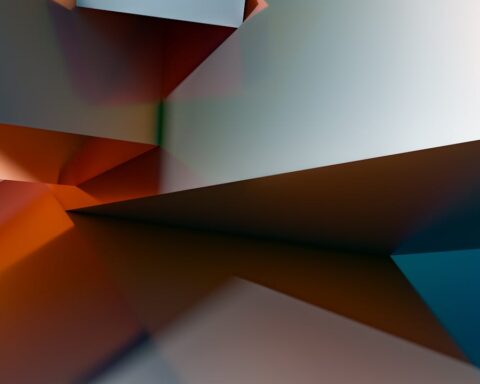 Dynamic Geometric Abstract Art with Bold Colors