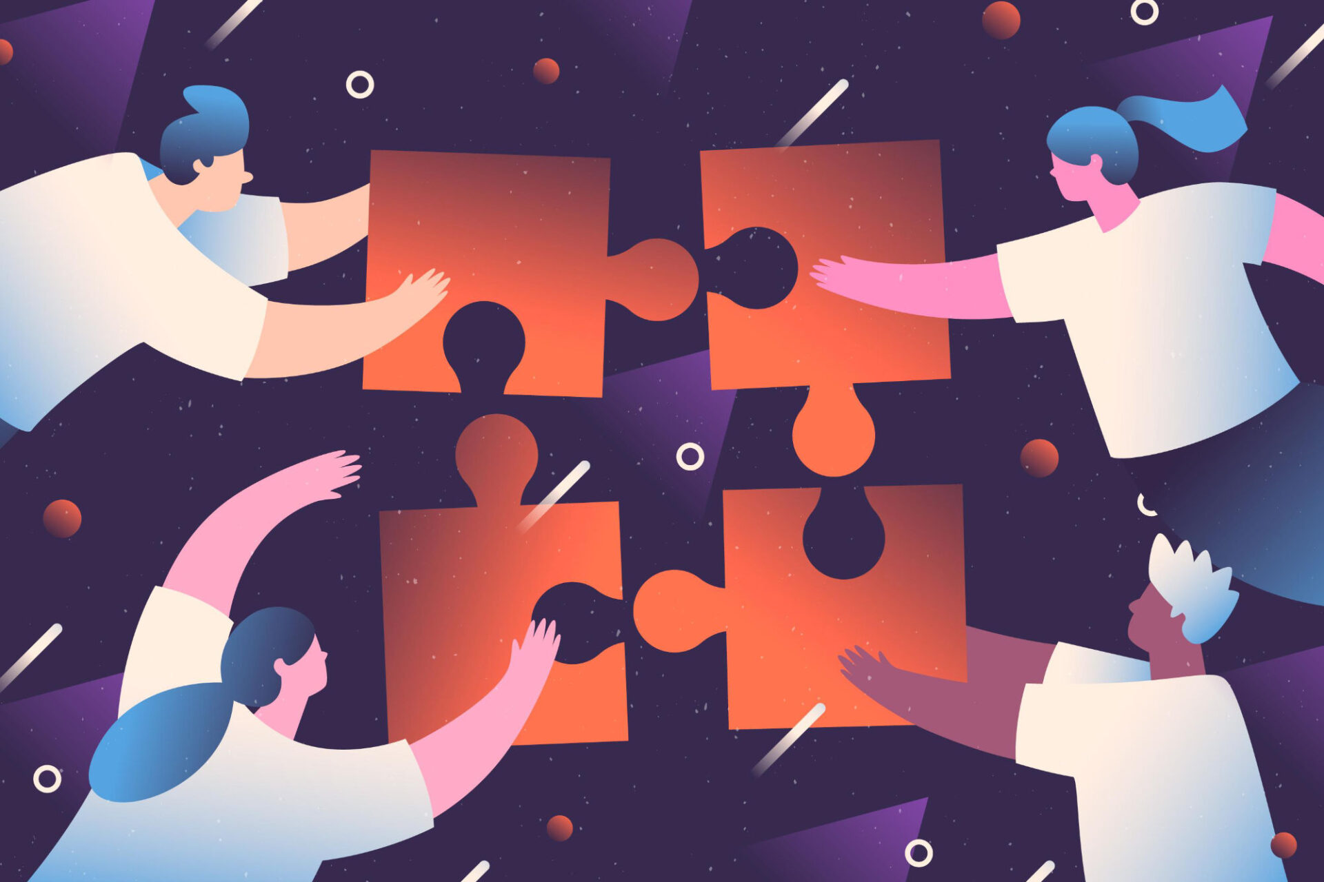 People illustration working as team