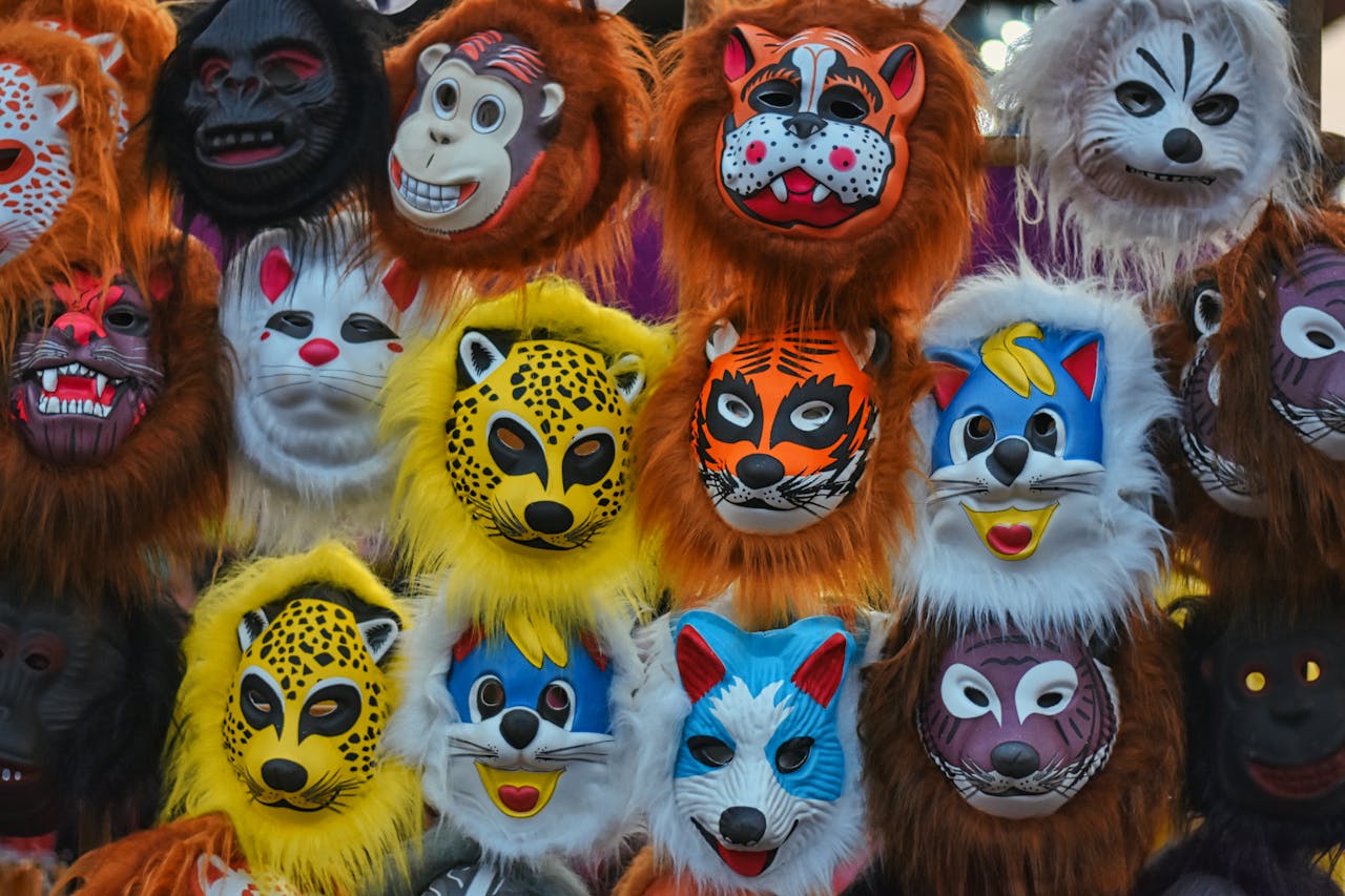 Display of Animal Masks for Kids